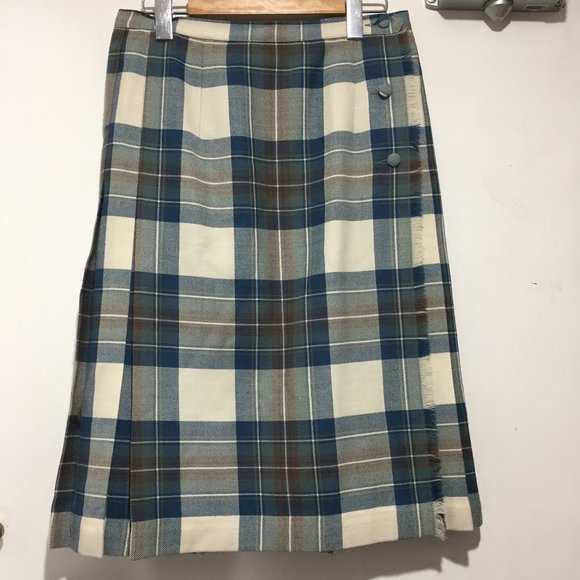 VINTAGE ALJEAN PETITE MIDI PLEATED PLAID SKIRTS SIZE 11 - Picture 2 of 7